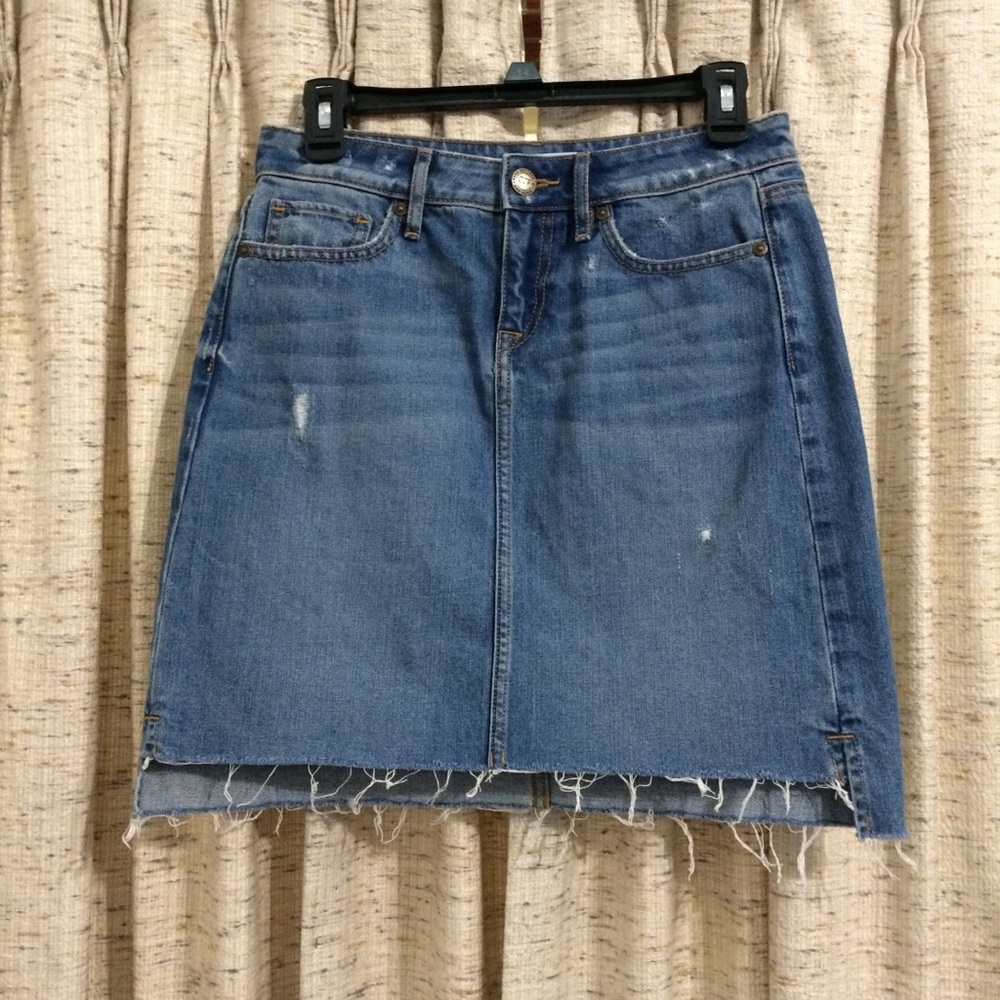 Loft Step Hem Denim Skirt